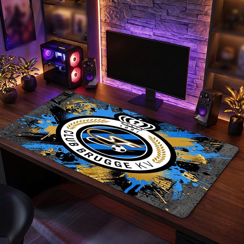 Club Brugge FC Theme Pattern Mouse Pad, Soccer Logo Design XXL Gaming Desk Mat Non-Slip Computer Mouse Pad