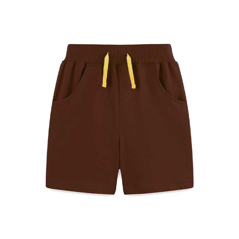 Summer 2025 Kids' European & American Style Solid Color Knitted Boys' Sports Shorts