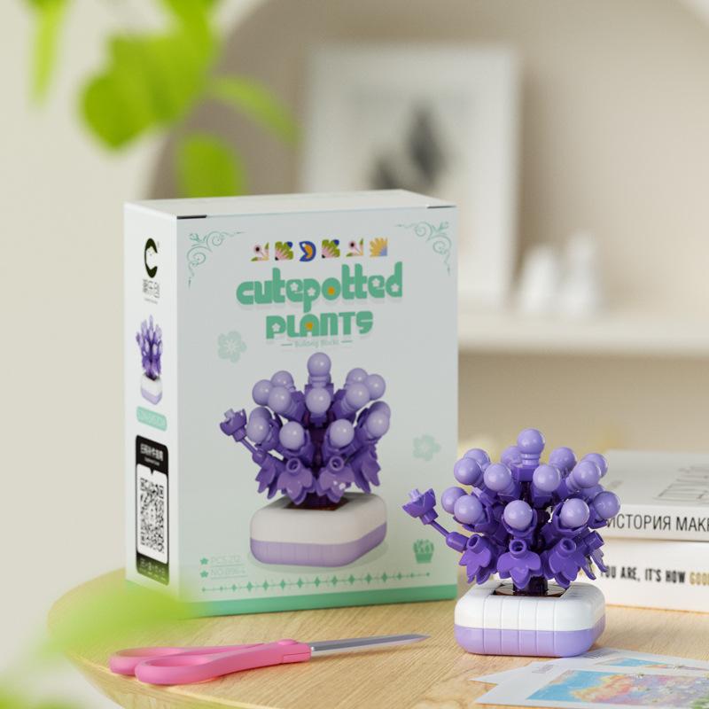 Blumenstrauß Bonsai Bausteine Künstliche Pflanze aus Kunststoff Staubschutz Mikromodell Dekoration Spielzeug für Kinder Geburtstagsgeschenk