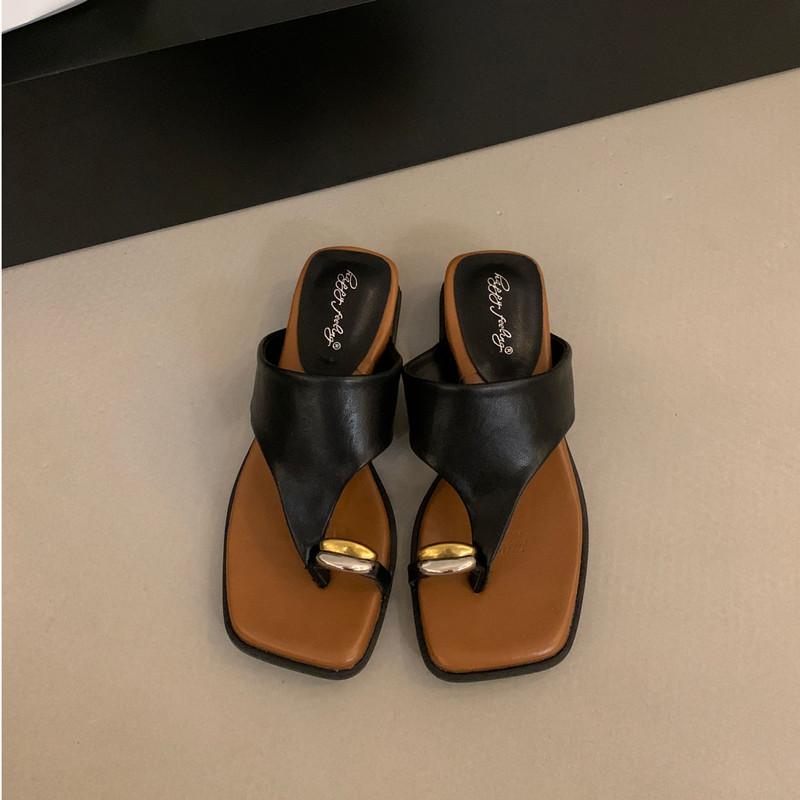 Fashion Bailamos 2025 Summer Women Slipper Ladies Slip On Flip Flop Low Wedge Heel Outdoor Dress Slides Beach Shoes Mujer