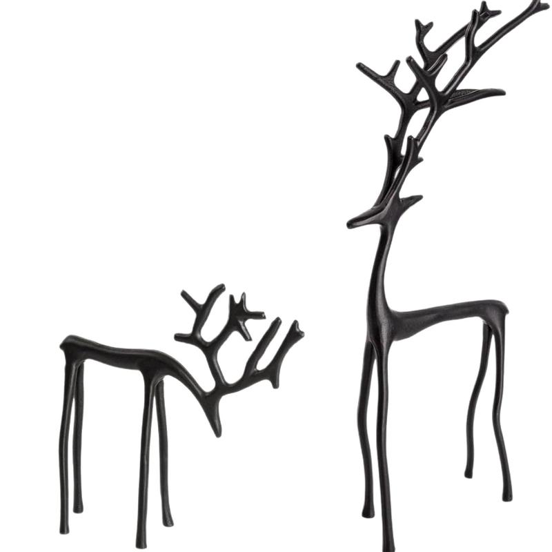 Christmas Decorations Black Reindeer Statues Modern Alloy Xmas Figurines Elegant Indoor Holiday Decor Table Centerpieces Xmas