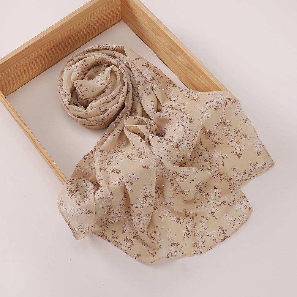 New Printed Hijabs Shawl Bubble Chiffon Hijabs Woman Design Flower Shawls Muslim Scarves Headscarf Wraps Turbans Long Scarves