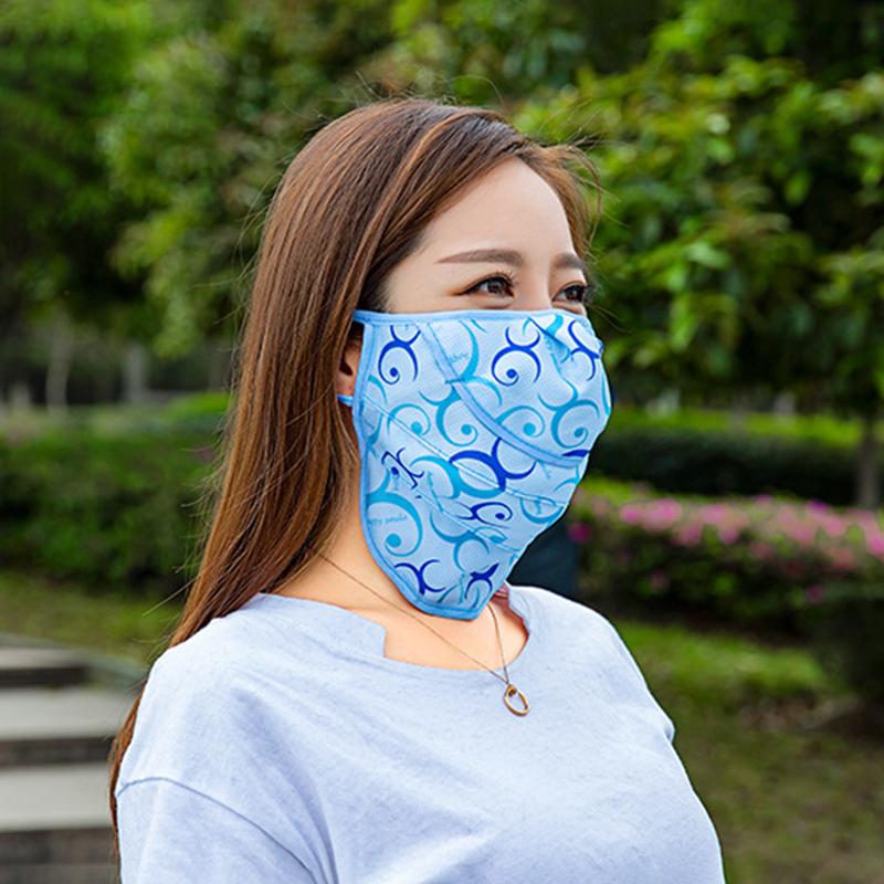 

UV Face Shield for Driving Summer Sun Protection Breathable Face Cover Blue Flower