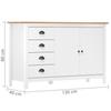VidaXL Buffet Sideboard Storage Cabinet with 4 Drawers and 2 Doors Home Interior White 130x40x80 Cm Pine Wood 288934