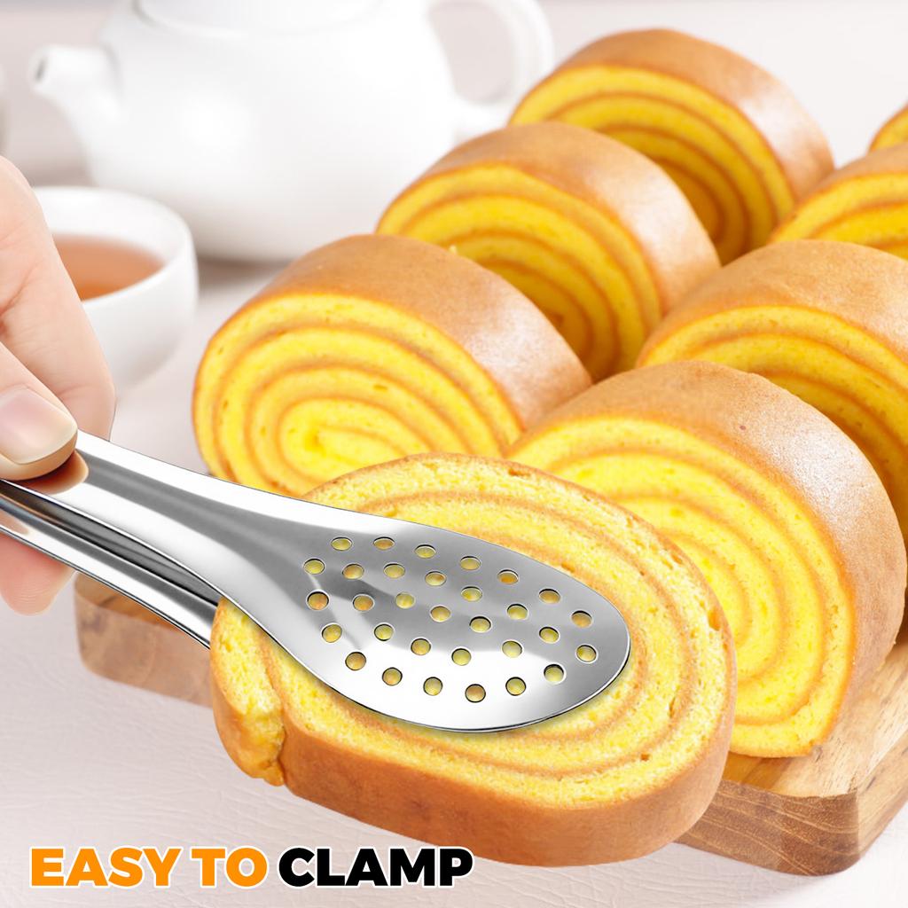 10 Pcs BBQ Food Tong 7 Inch Kitchen Cooking Tong Stainless Steel Toaster Bread Tongs Heat Resistant Cooking Clamp for Restaurant