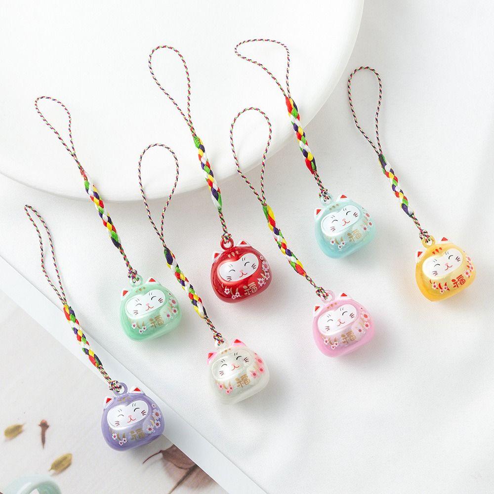 Bring Wealth Lucky Cat Keychain Creative Gift Cat Daruma Bells Pendant Key Chain