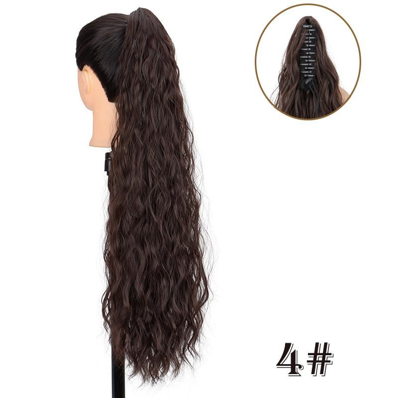 Womens Synthetic Long Wavy Ponytail Extension With Curly Texture Claw Clip Heat-Resistant Fiber Natural Volume