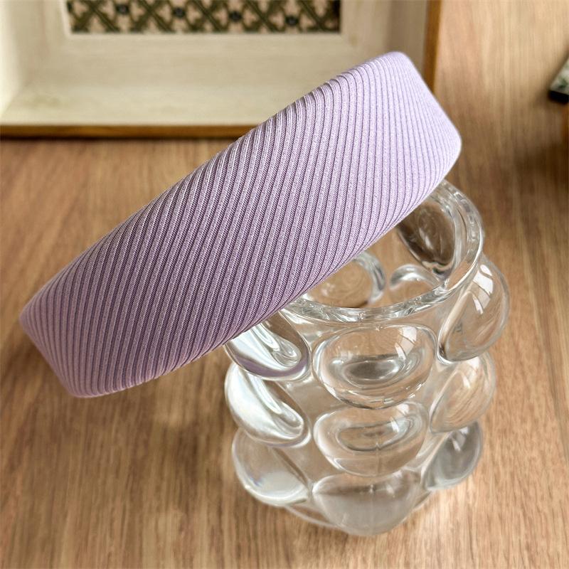 Embossed Diagonal Texture Headband Sweet Macaron Color Hair Hoop Wide Thick Spongy Hairband For Elegant Women Daily Styling
