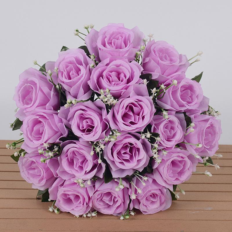 Bestseller 18-teiliges handgefertigtes weiches Seiden-Künstrosen-Bouquet Moderne langlebige Hochzeits-Heimdekoration Valentinstag Fabrik