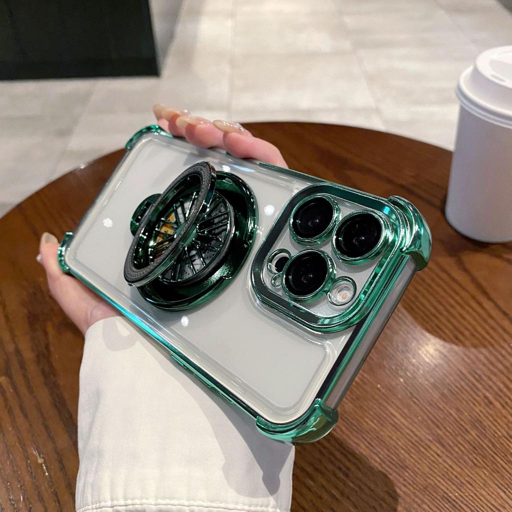 Applicable To IPhone 16 Mobile Phone Case Gyro Magnetic Suction Bracket Apple 15pro Four Corner Anti-fall 14 Airbag Protection Case