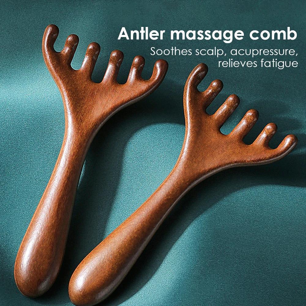 Handliches Kopfhautmassagegerät Sechs-Krallen-Kopf Meridian Massagekamm Antistatisches Gua Sha Werkzeug Kratzer Spa Fördert die Durchblutung