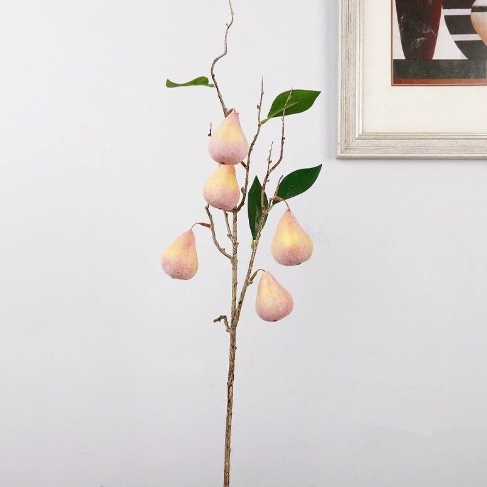 Reusable 5 Heads Artificial Fig Branch with Leaves Plastic Fig Tree Branch Exquisite Handmade Fake Plants Balcony Decoration