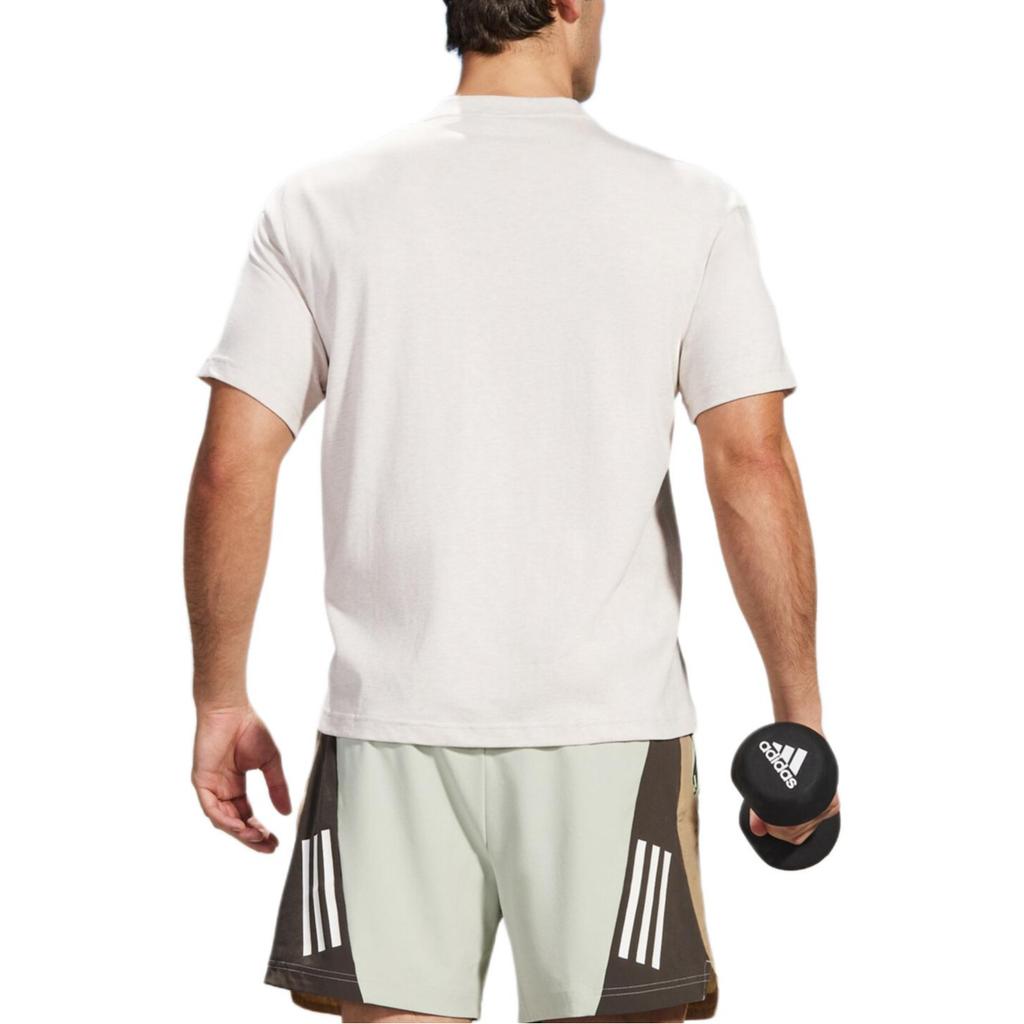 adidas T Shirts Men's Beige Gray Crew Neck Moderate Straight Fit H65780