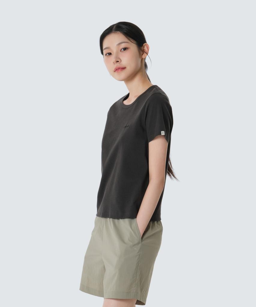 SNOWPEAK APPAREL Ribbed Women'S Short Sleeve T-Shirt (S26Mwfts39) Charcoal