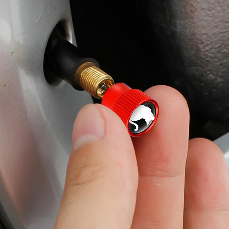 Car Tire Valve Stem Caps Kitten Pattern Tire Valve Stem Cap Cover Heavy Duty 4X Auto Wheel Accessories For Cycle Trucks