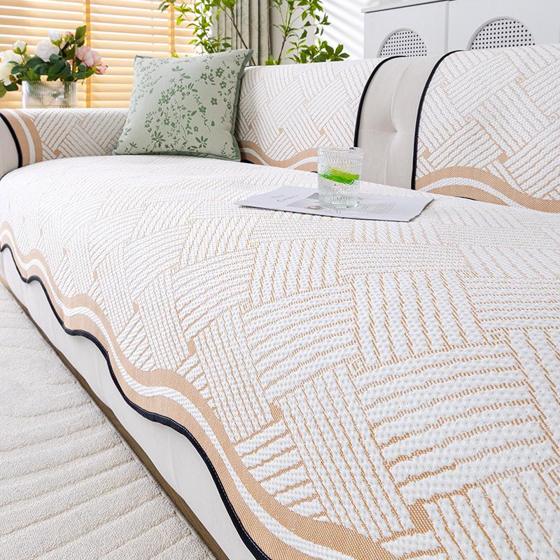 Summer Ice Silk Special-shaped Sofa Cushion 2025 New Irregular Fixed Non-slip Sofa Mat Seat Cushion Cover Cloth Towel