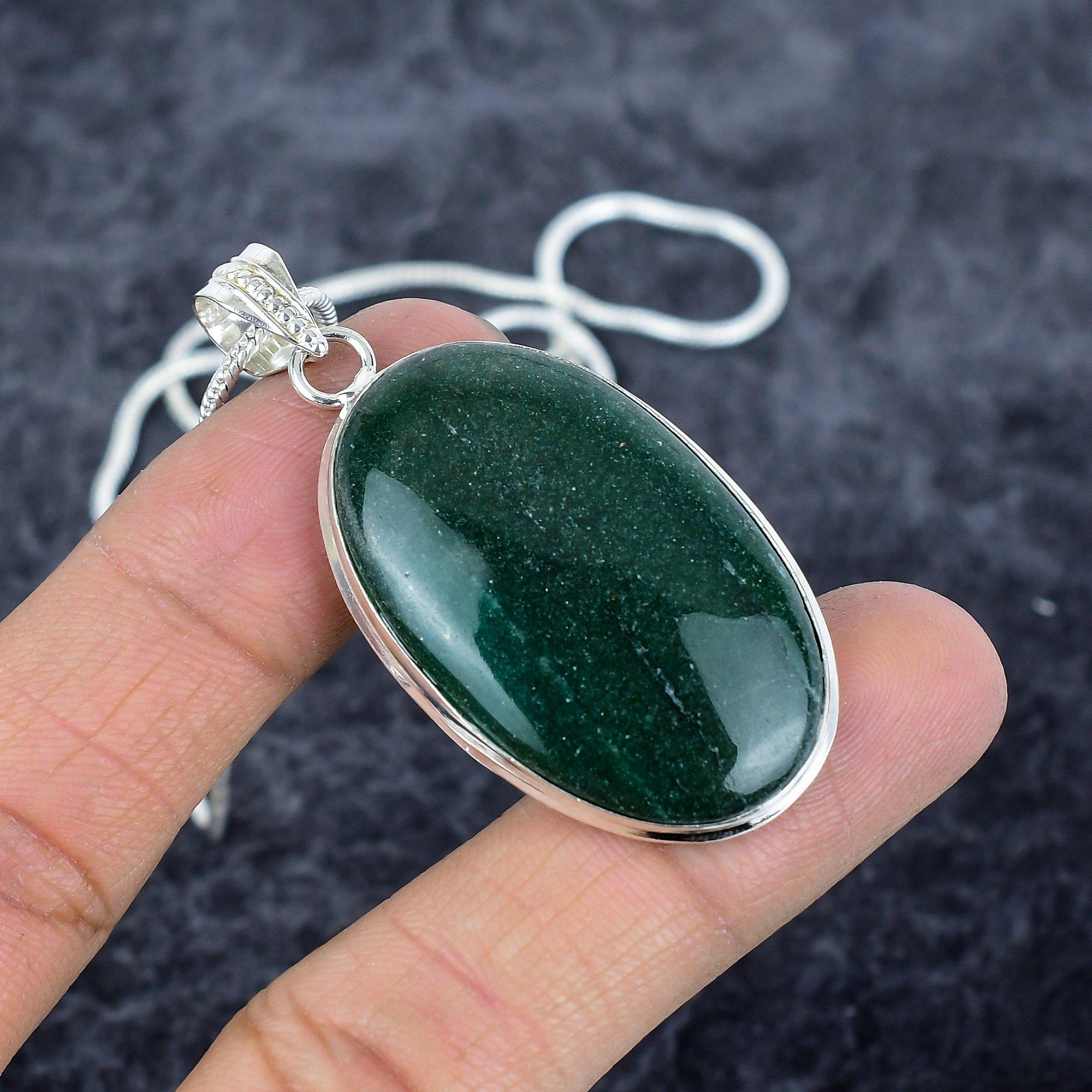 

Nephrite Gemstone Handmade 925 Sterling Silver Jewelry Pendant 2.25 M-2838