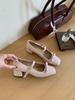 2025 spring new one-word with bow light mouth thick heel Mary Jane versatile OL work commuter women's shoes