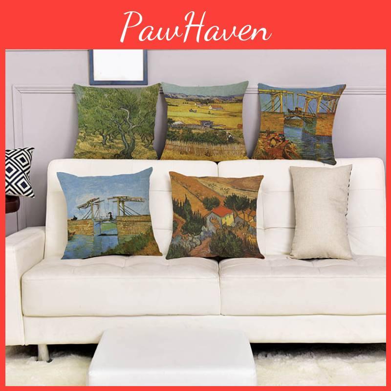 Modern Artistic Oil Painting Printed Cotton Linen Pillow Cover For Sofas And Cars