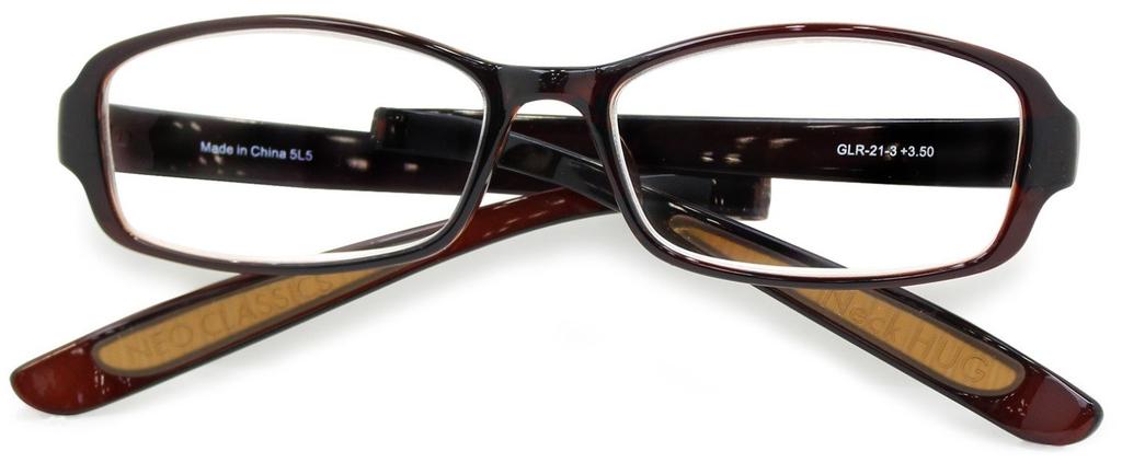 Duke Lesebrille Nacken hängend Grad Neoklassisch Nacken-Umarmung mit Softcase Braun +1.5 GLR-21-3+1.50