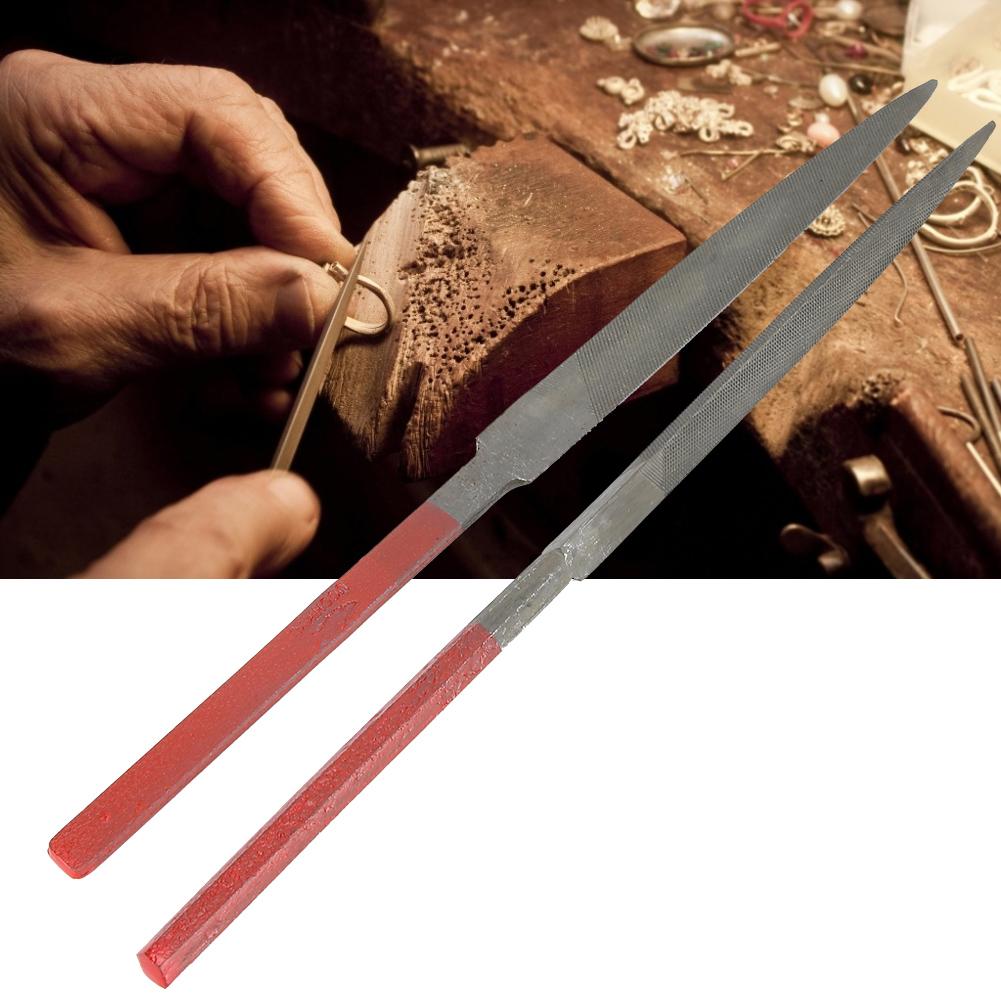 2pcs Files Set Red Handle Jewelry Making Processing Grinding Tool Accessory Set (Semicircle File Triangular File)