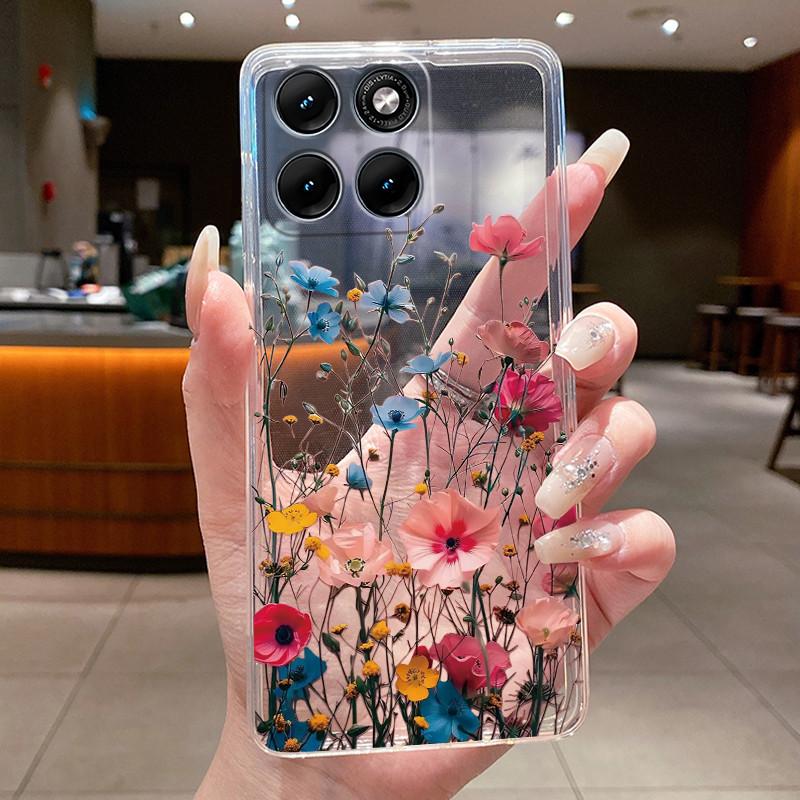 Etui Na Motorola Edge 70 Fusion Przezroczyste Luksusowe Modne Motyl Kwiaty Miękki TPU Silikonowy Pokrowiec Na Telefon dla Edge70 Fusion Zderzak