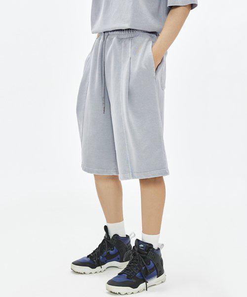 Sobeomeonteu 620G Pigment One-Pleat Bermuda Pants - Moon Grey -