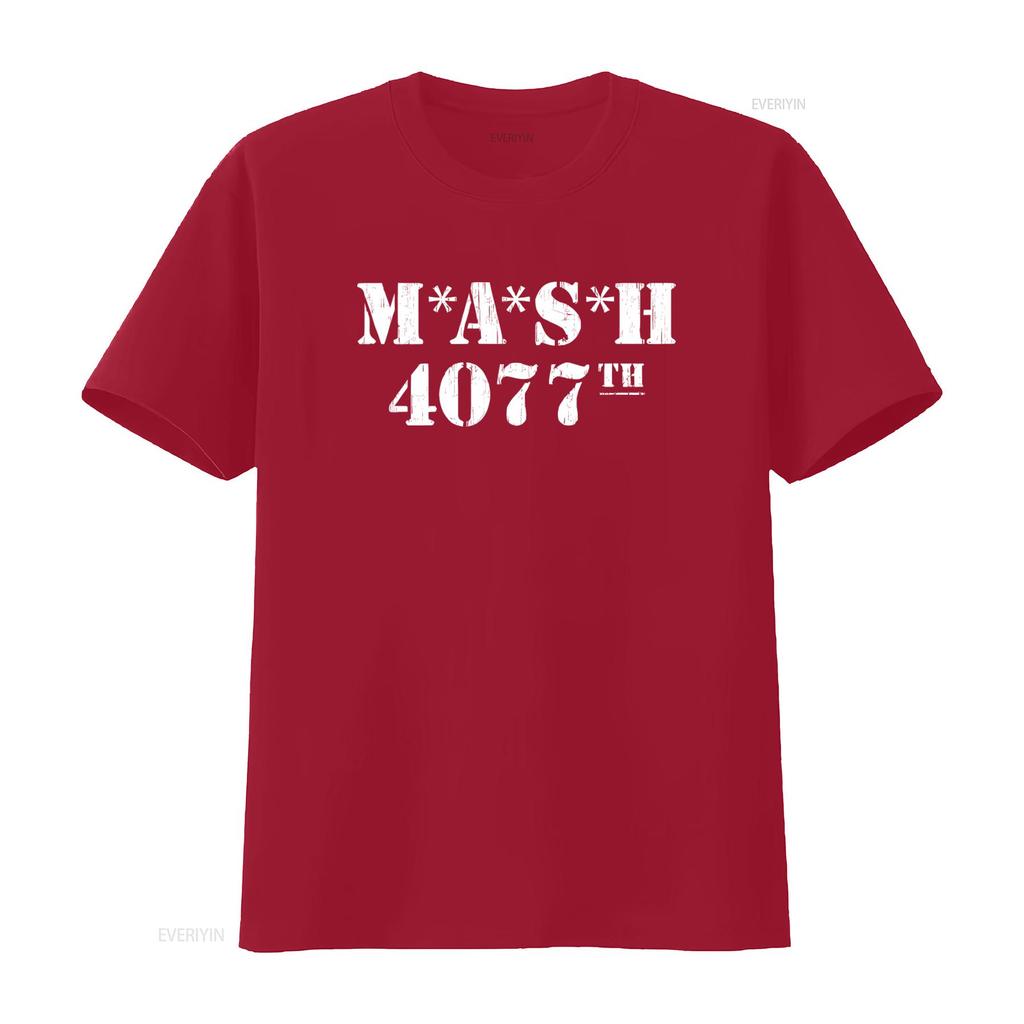 MASH 4077th Distressed T Shirt for Men Vintage Style Print vintage Washed Soft Casual Comfortable Slightly Stretched Breathable