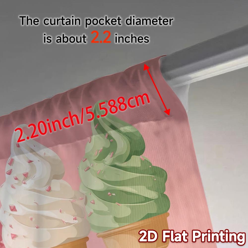 2 stuks, gordijnen met 2D-platte print (Zonder Rod) IJscrème Trio Populaire Print Gordijnen Prints Lichtdoorlatende Gordijnen Thermisch