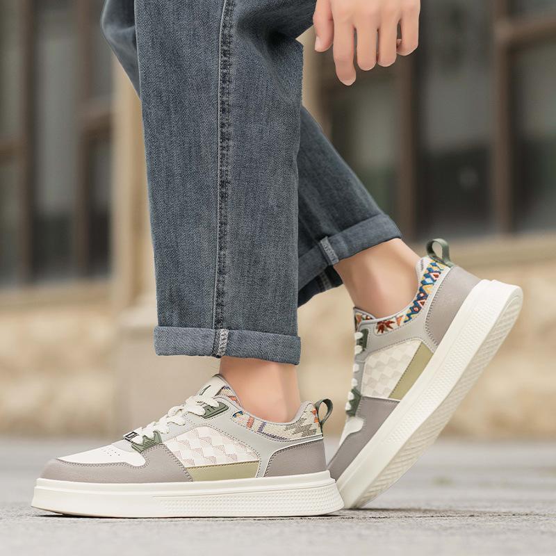 Men's New Trendy Fashion Versatile Casual Trendy Shoes Ethnic Style Thick-soled Low-top Cushioning Comfortable Sports Skateboard Shoes