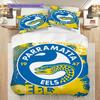 Parramatta Eels Pattern Bedding Quilt Set Quilt Cover Pillowcase Home Decoration Birthday Gift (1 * duvet cover + 2 * pillowcase, without core)