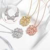 Fashionable women's four-leaf clover necklace with heart shape and full of diamonds; a versatile piece of jewelry that can be wo
