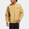 Adidas Solid Color Printed Pilot Letter Zip-Up Stand Collar Jacket Men’s Khaki