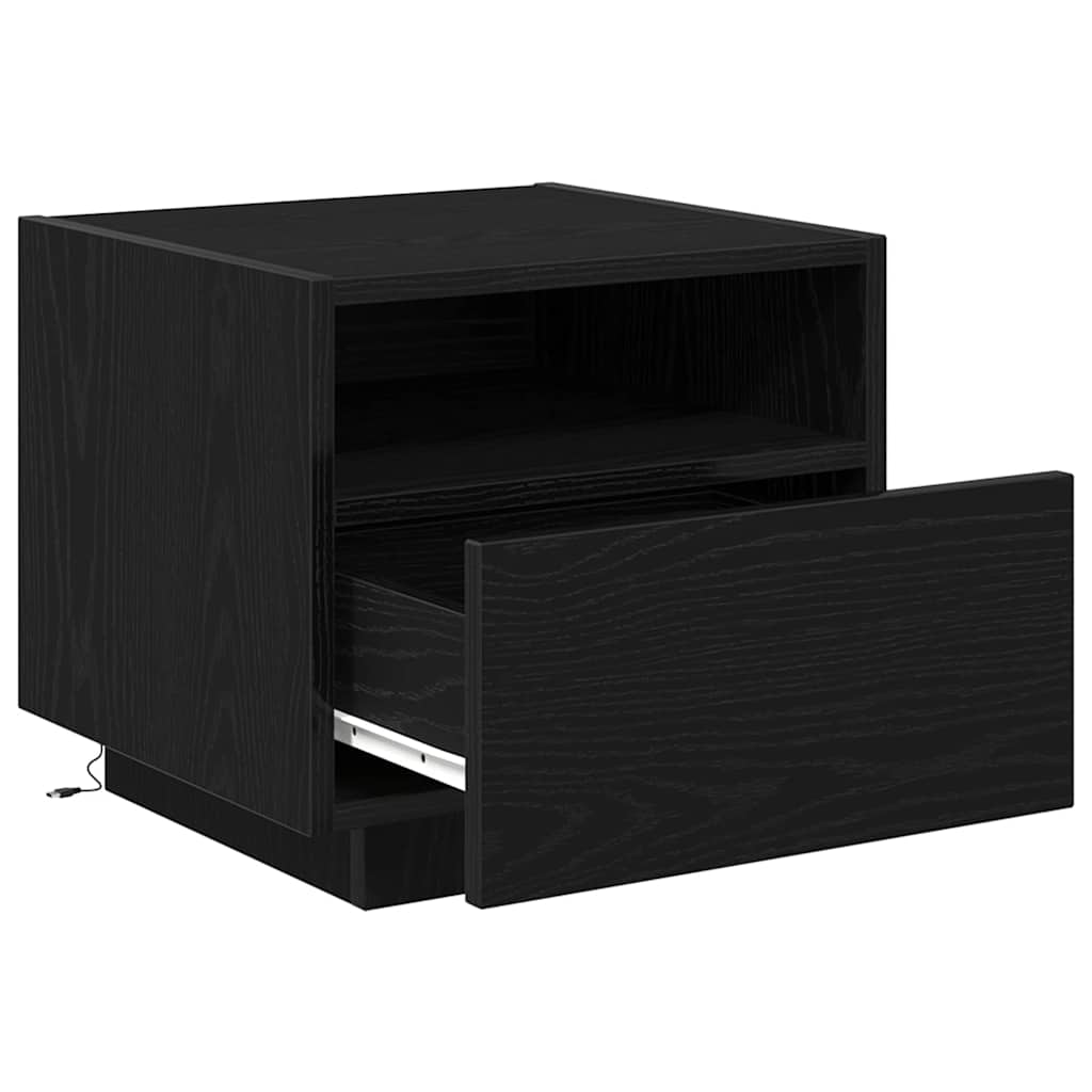 Nightstand Black Oak Look 40 x 39 x 37 cm Engineered Wood