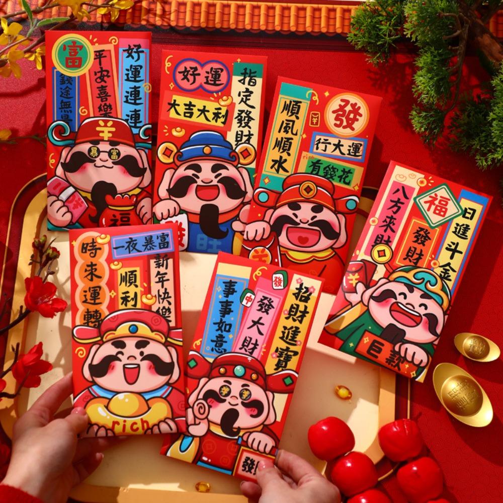 6Pcs Cartoon Chinese Snake Year Red Envelope New Year Money Envelope  Spring Festival