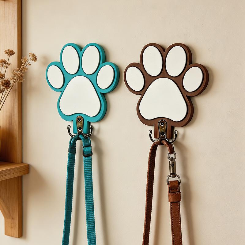 Functional Wooden Paw Print Hook Organizer for Hats Towels Suited for Any Room