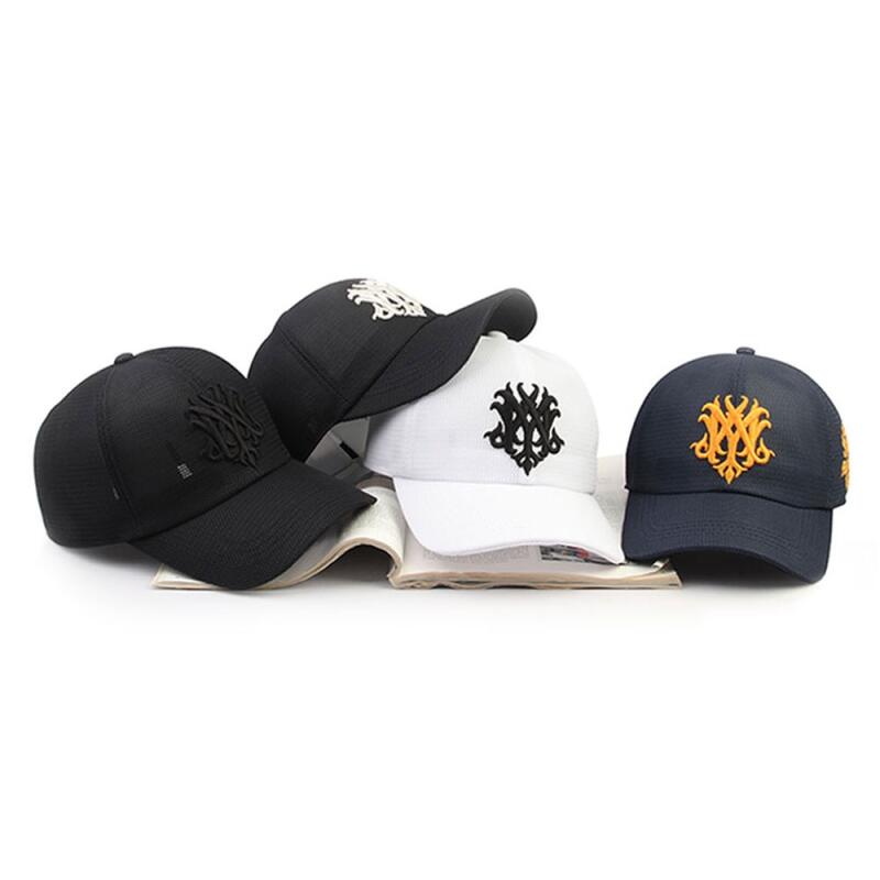 Oversized symbol embroidered summer ball cap mesh cap Black_Black