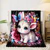 1PC Animals In Dreamy and Vibrant Flowers Printed Blanket, All-Season Multi-Use for Nap Camping, Travel, Car, Sofa Luxury Gift