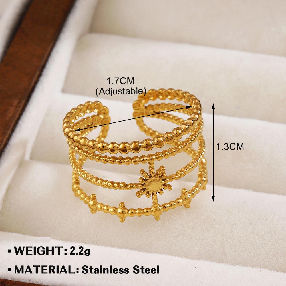 European & American Fashion Stainless Steel Heart-Shaped Geometric Ring - French Retro Style