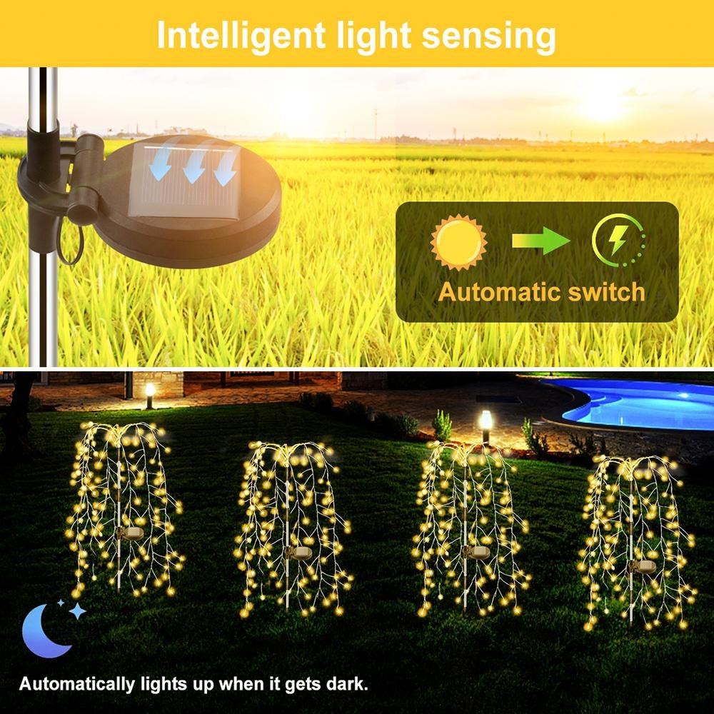 Solar Dandelion Firework Light LED Solar Garden Lights Outdoor Waterproof 8-Mode Landscape Lighting for Pathway Lawn Yard Party & Holiday Decor