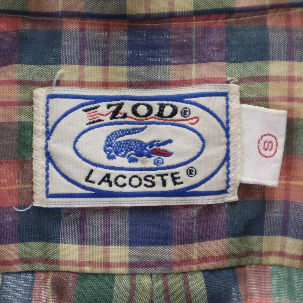 IZOD LACOSTE 70s 80s Vintage Spool Tag Check Pattern Short Sleeve Button Down Shirt Men's Used