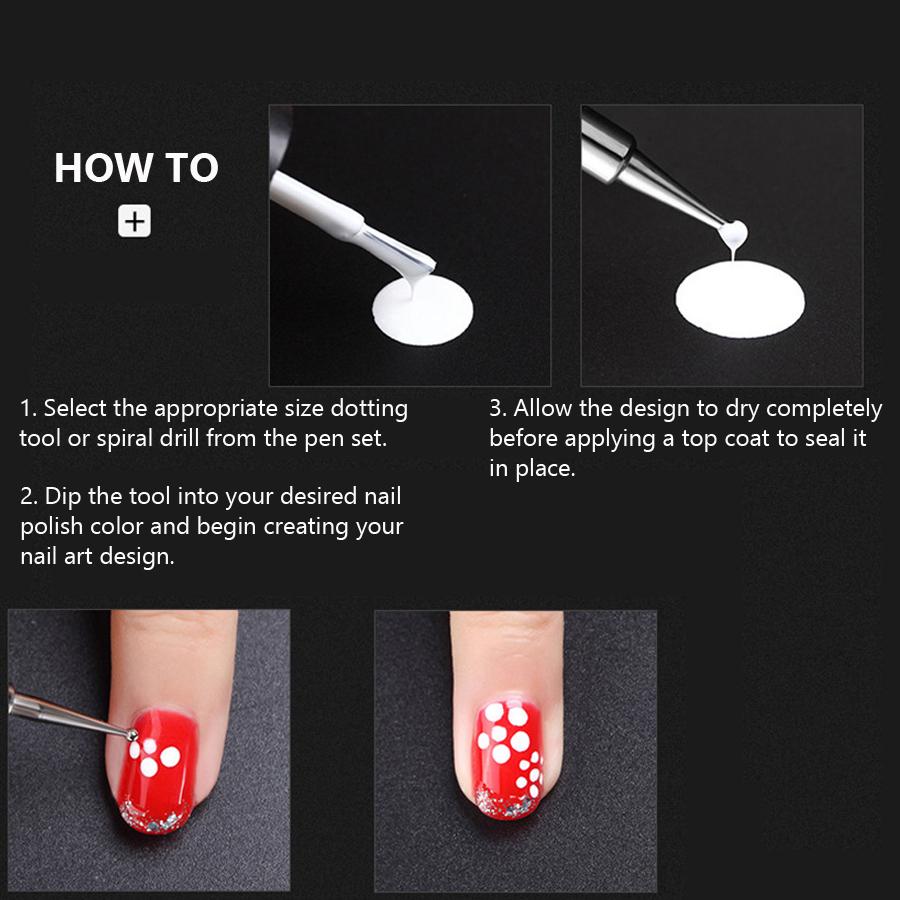 5Pcs Double-ended Nail Dotting Pen with Sparkling Rhinestones Handle, Dotting, Gems Picker Tool