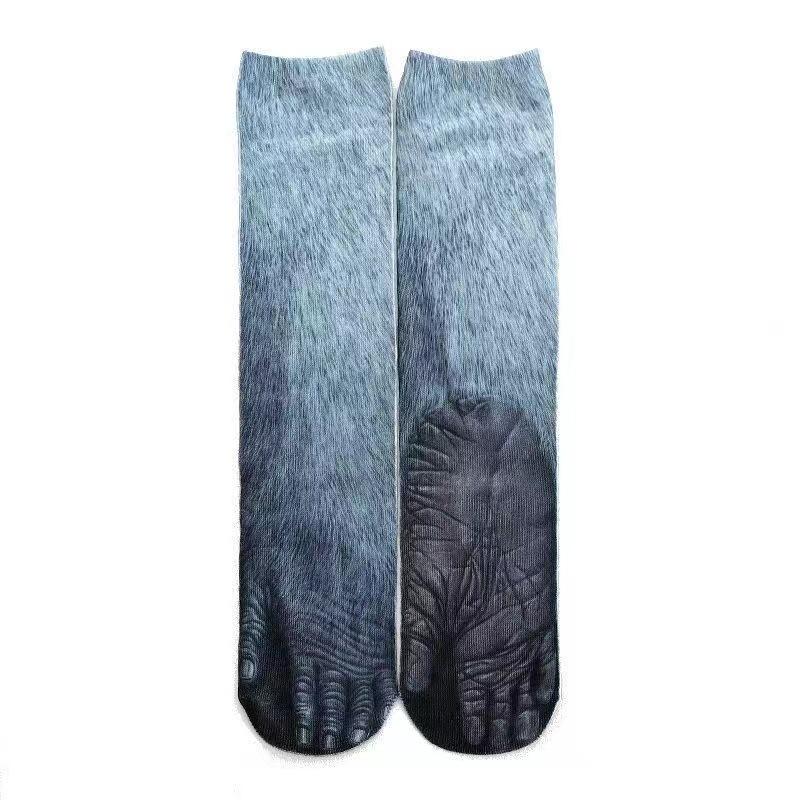 3D Animal Paw Mid-Calf Socks - Cartoon Print, Fun Hoof Design for Adults, Cat & Dog Styles