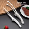 Stainless Steel Korean BBQ Tongs - Round & Pointed Head Food Tongs for Barbecue and Self-Service