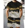 Fashion Men's Casual Suit 3D Casual Color Printing Summer T-shirt Shorts Simple