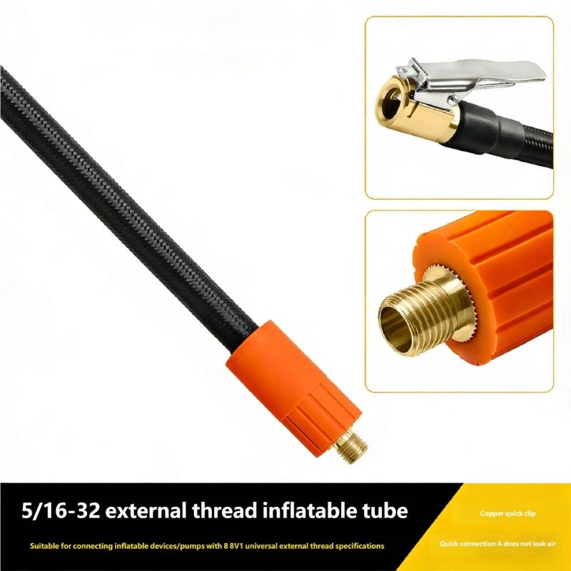 Strong Copper Air Chuck Strong Braided Rubber Air Hose Simple Installs for Tire Pump Inflator & Sports Equipment
