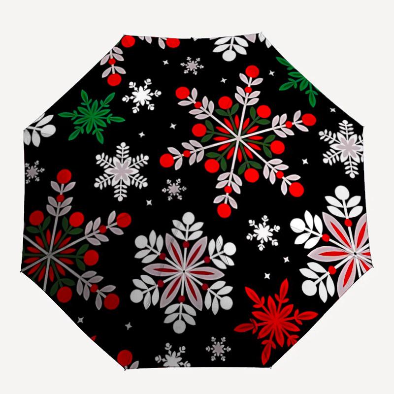 

1pc Snowflake Christmas Automatic Folding Umbrella - Portable Collapsible 8-Rib Umbrella for All Seasons yy251119208
