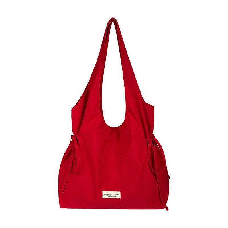 Girls' Style Lace-up Large-capacity Tote Bag with Bow on The Shoulder and Underarm Strap, Backless Bag, Vest-style Bag