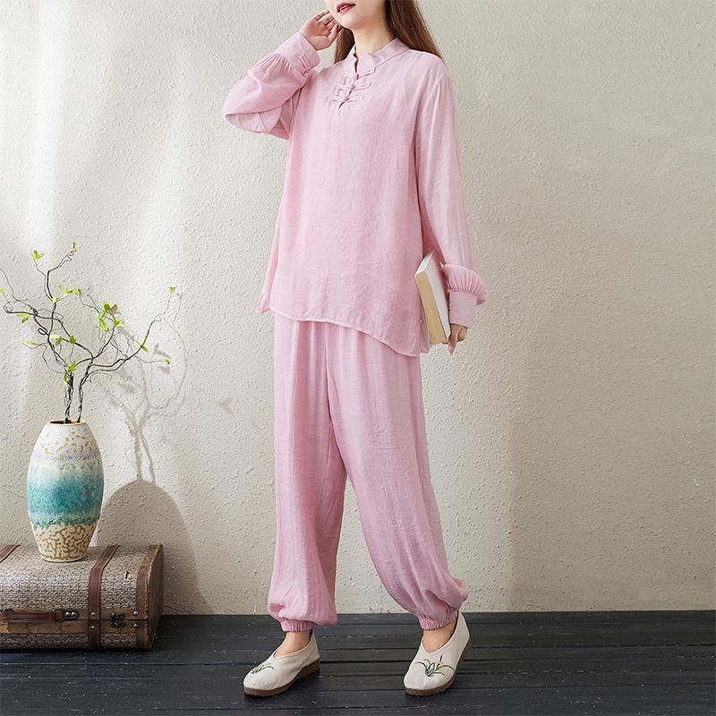 

Women s Tai Chi 3-Piece Long Sleeve Set - New Autumn High-End Practice Wear M рожевий