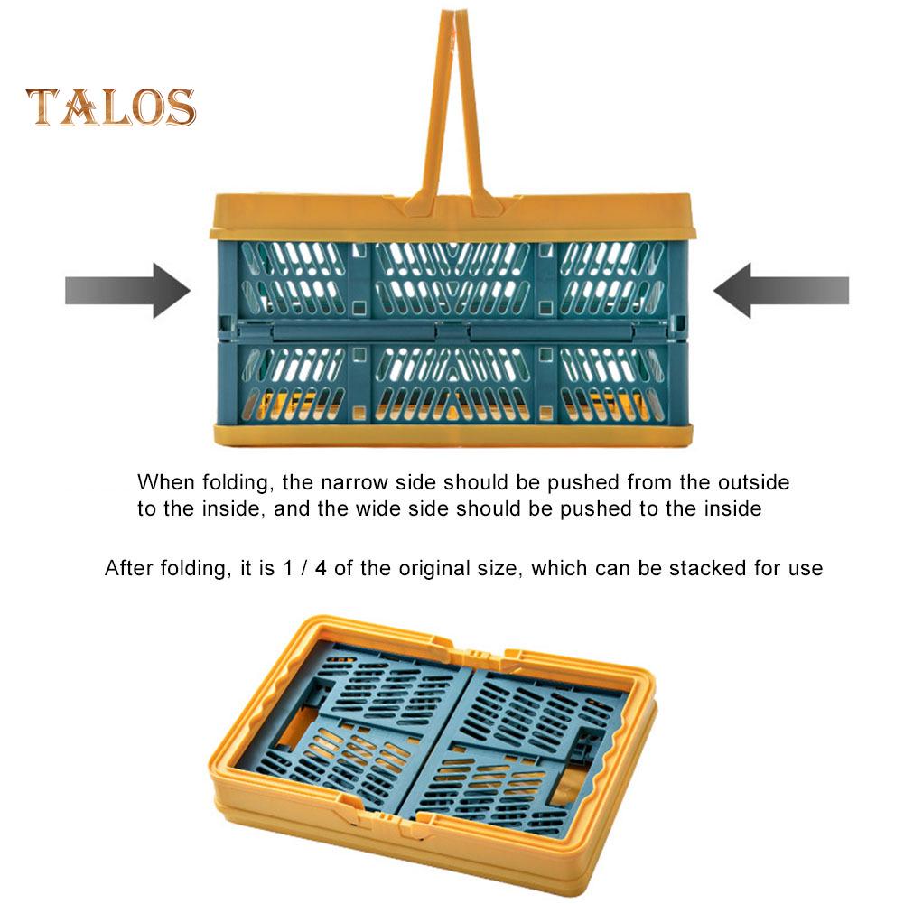 Folding Handle Food Storage Basket Picnic Desktop Organizer Container
